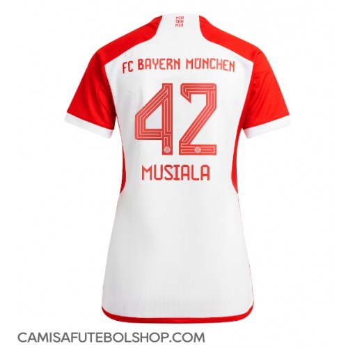 Camisa de time de futebol Bayern Munich Jamal Musiala #42 Replicas 1º Equipamento Feminina 2023-24 Manga Curta